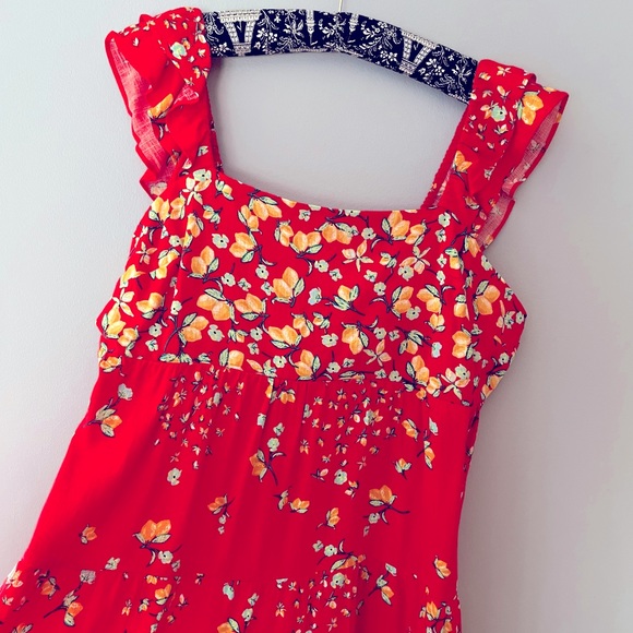 LC Lauren Conrad Ruffle-Sleeve Fit & Flare Dress - Red Lemon Orchard - Picture 3 of 11